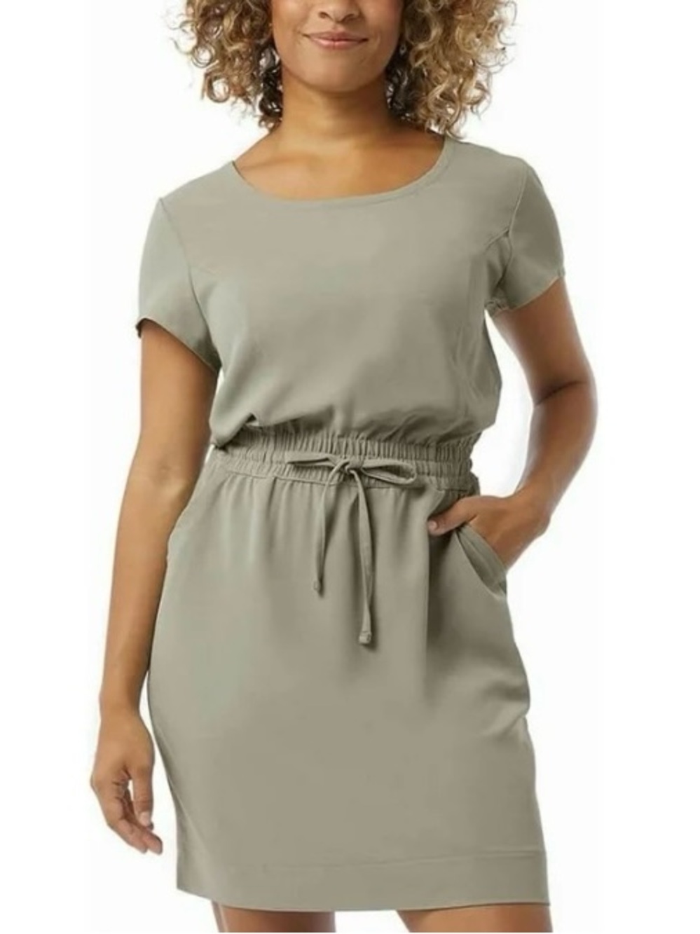 32 Degrees Green Drawstring Midi Dress